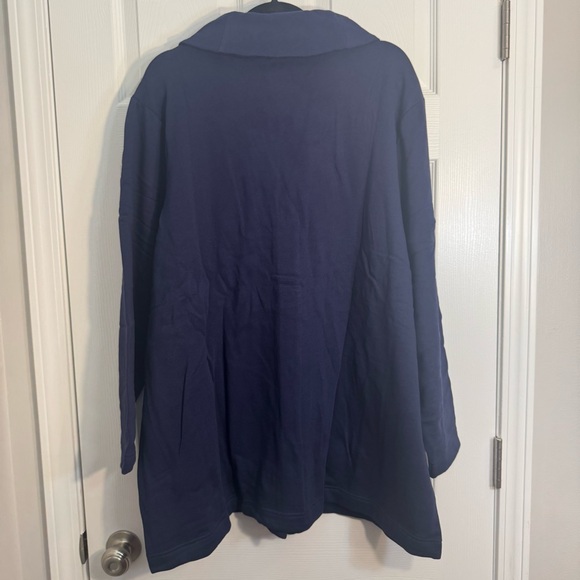 NWOT. Denim & Co. women's 3X navy blue long sleeve button v-neck sweater blazer - Picture 9 of 14